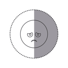 sticker silhouette emoticon face sad expression vector illustration