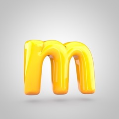 Glossy yellow paint letter M lowercase