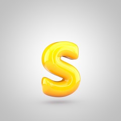 Glossy yellow paint letter S lowercase