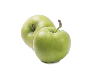 Two large whole green apples