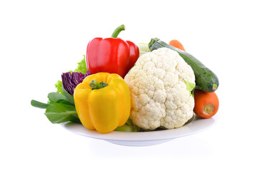 fruit and vegetable on white background