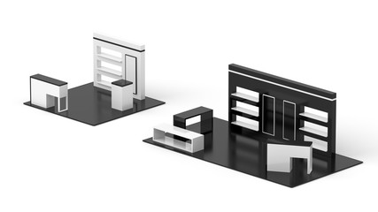 Empty exhibition kiosk, with copy space. Original 3d rendering project
