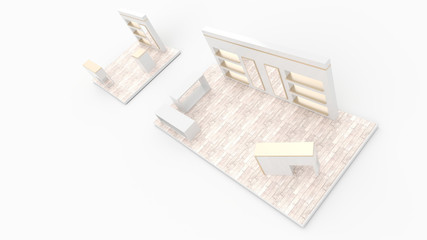 Empty exhibition kiosk, with copy space. Original 3d rendering project