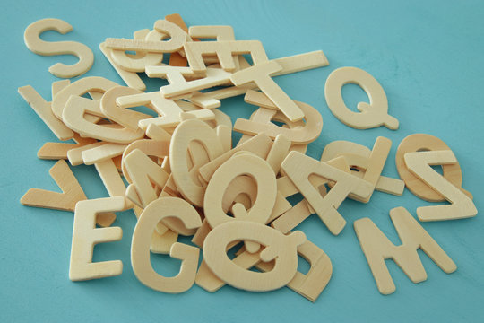 Set of a wooden letters of the English alphabet