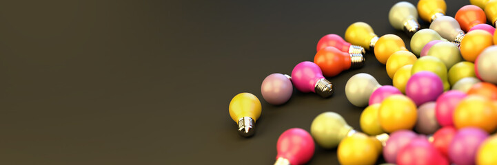 Infinite bulbs background, 3d rendering