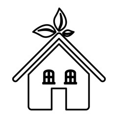 silhouette of ecological house icon flat vector illustration