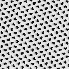 Seamless Monochrome Pattern With Hearts. Repeating Scattered Shapes Texture.