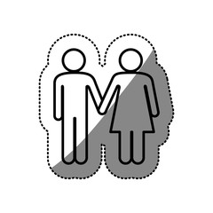 sticker silhouette pictogram silhouette couple holding hands vector illustration