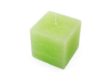 Green candle top on white background