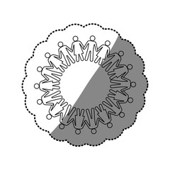 sticker silhouette teamwork human people circle icon vector illustration