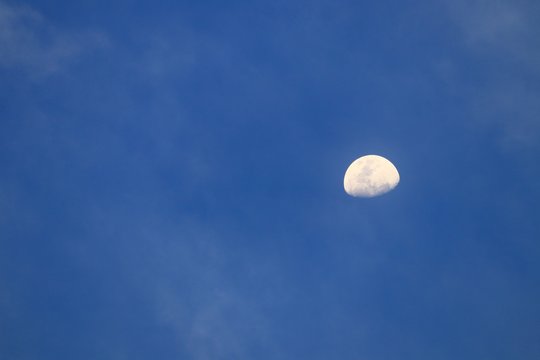 moon beautiful on blue sky with copy space for text