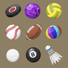 Sport balls isolated tournament win round basket soccer equipment and recreation leather group traditional different design vector illustration.