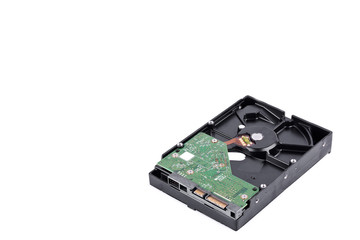 board  harddisk drive is the data storage for the digital data computer on white background  harddisk technology isolated
