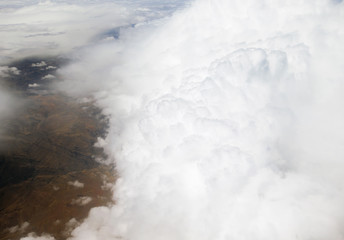 Aerial View - Clouds over Andes Mountains in Cusco, Peru