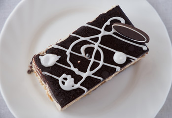 Delicious dessert cake with cream and   chocolate