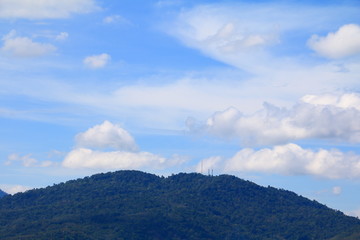 blue sky with cloud and mountain of nature vivid  beautiful and copy space for add text