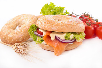 hamburger with smoked salmon