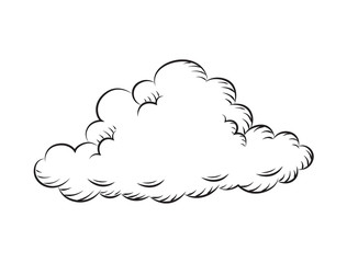 draw vintage cloud, vector