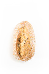 Whole wheat bread, on white background.