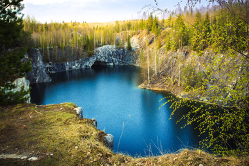 Lake in ruskeala mountain park