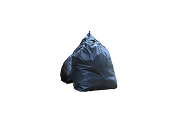 black garbage bag isolated on white background and clipping path