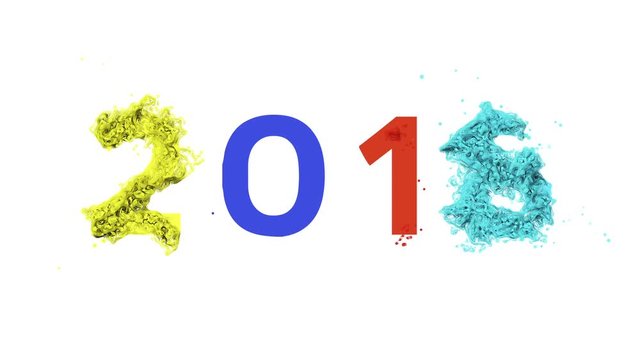 Seamless loop footage of 2018 new year numbers with modern design. Beautiful 3d animation with contemporary colors.
