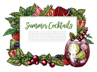 Colorful realistic frame composed of berries