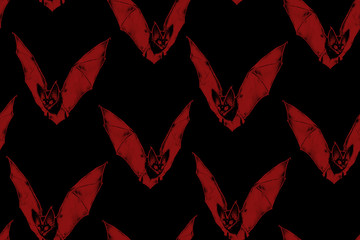 Repeated pattern. Seamless texture. Flying bat. Little vampire. Gothic illustration. Halloween style. Drawn bat. Can be used like wallpaper, wrapping, background, or your design.