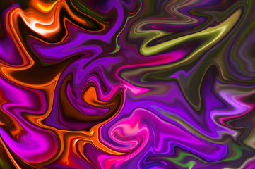 Digital blurred dark multicolor background with spread liquify flow for design