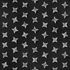 Scattered Geometric Shaded Shapes. Abstract Seamless Monochrome Pattern.