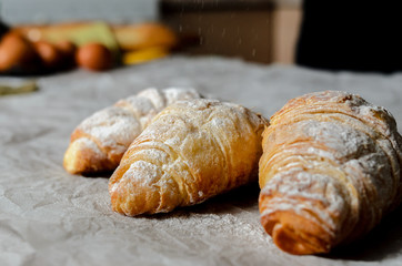 Still life of croissants.