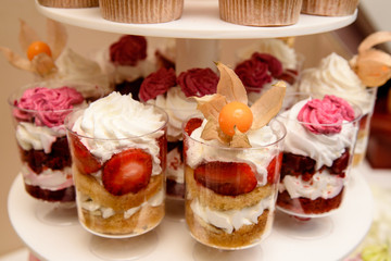 Multi-colored cream cup cakes