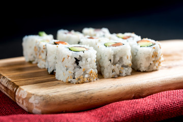 Japanese food Sushi Roll Maki of Salmon and avocado