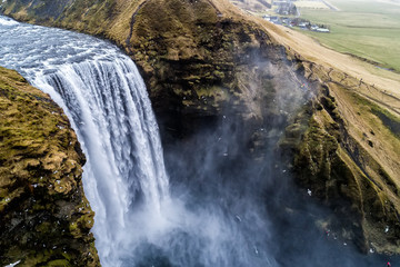 Fototapeta na wymiar Aerial view waterfall near of famous Skogar waterfall in Iceland.