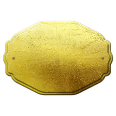 golden metal plate isolated on white