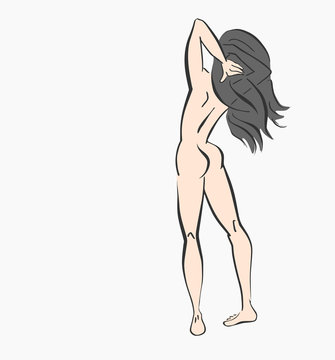 Blote vrouw van achterkant