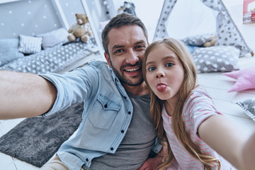 Funny selfie with dad. 