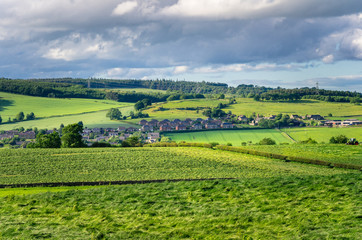 Fototapeta na wymiar Rolling Rural Landscape in Northern England on a Cloudy Spring Day