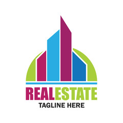 real estate logo with text space for your slogan / tagline, vector illustration