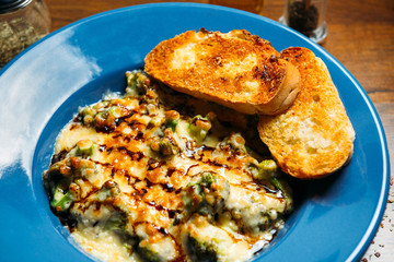 Italian pasta with baked with cheese and broccoli