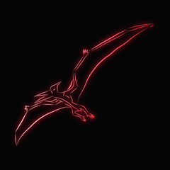 Pteranodon dinosaur pattern black background © eaohm