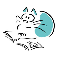 Cat reading a magazine