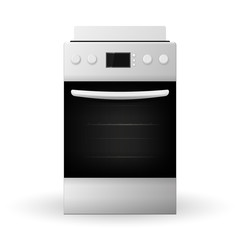 New modern gas stove isolated on white background.  3d Vector illustration.