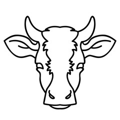 Vector line art cow face farm animal icon