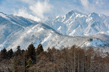 白馬の雪山の雪景色