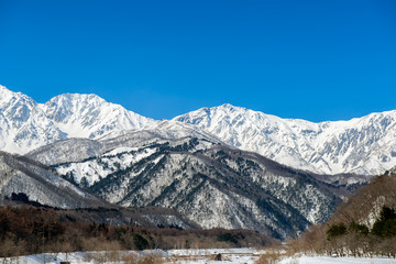 白馬の雪山の雪景色