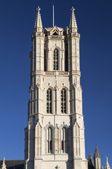 Fototapeta na wymiar Tower of Saint Bavo Cathedral in Ghent