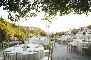 Wedding table setting with decoration.