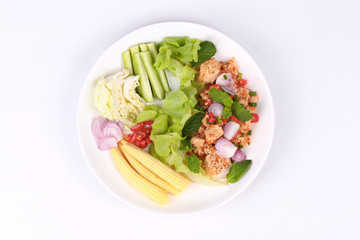 Spicy sour carp eggs of silver barb fish salad