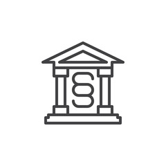 Courthouse line icon, outline vector sign, linear style pictogram isolated on white. Symbol, logo illustration. Editable stroke. Pixel perfect